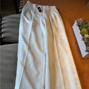 Elegant ecru women’s wide leg pants